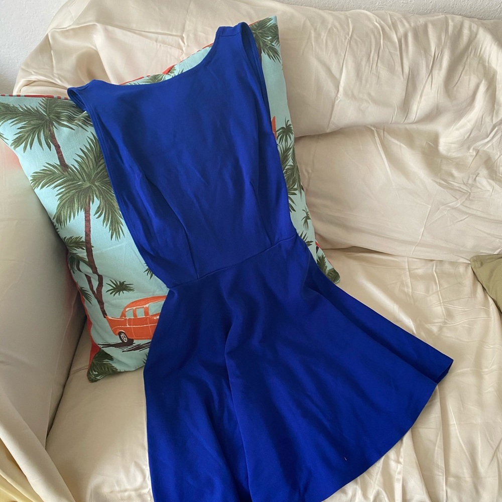 American Apparel Royal Blue Backless Skater Dress